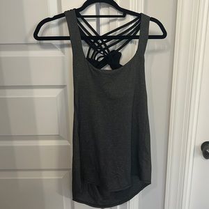 Lululemon 2 in 1 Running Tank. Black Bra, Gray Top. Size 6
